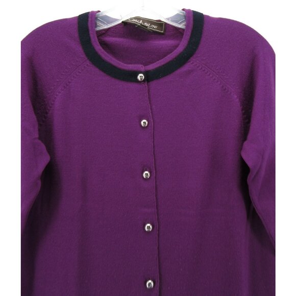 Coach Sweater Large Merino Wool Cardigan Button Up Pockets Knit * - Picture 2 of 12